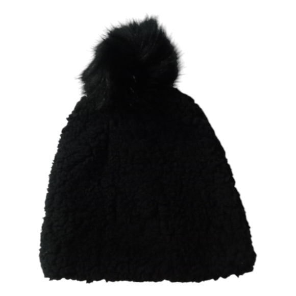 Hollister Accessories - Hollister/Abercrombie & Fitch Black Faux Fur Pom Faux Sherpa Beanie/Cap/ Hat